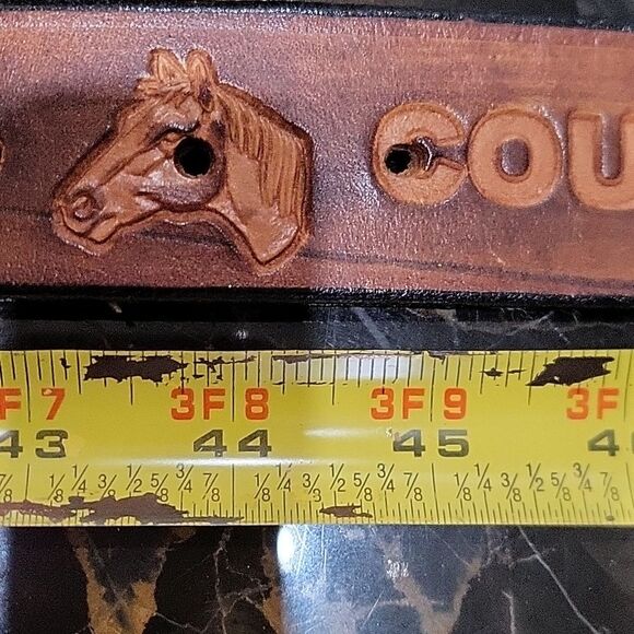 BROWN TAN LEATHER TOOLED Stamped Country Girl "Betty" Horses 50'L - Picture 13 of 13